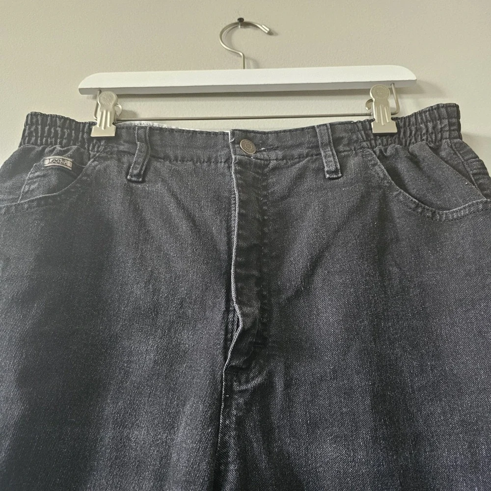 Vintage Lee Mom Jeans Women's Size 14 Med‎ Black Side Elastic 30 Inch Inseam - Picture 6 of 12